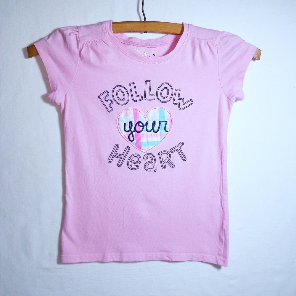 Jumping Bean Puff Cap Shoulder Pink T-shirt Girls Sz 6 EUC